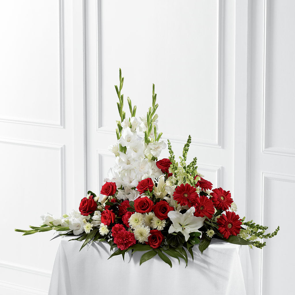 Crimson & White Arrangement – Nela Park Florist Llc, East Cleveland OH