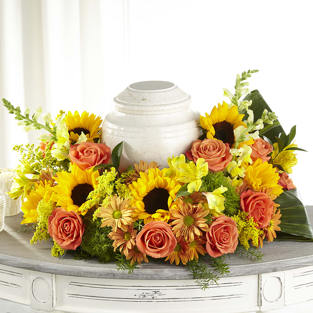 Faithful Sunflower Cremation Adornment – Nela Park Florist Llc, East Cleveland OH