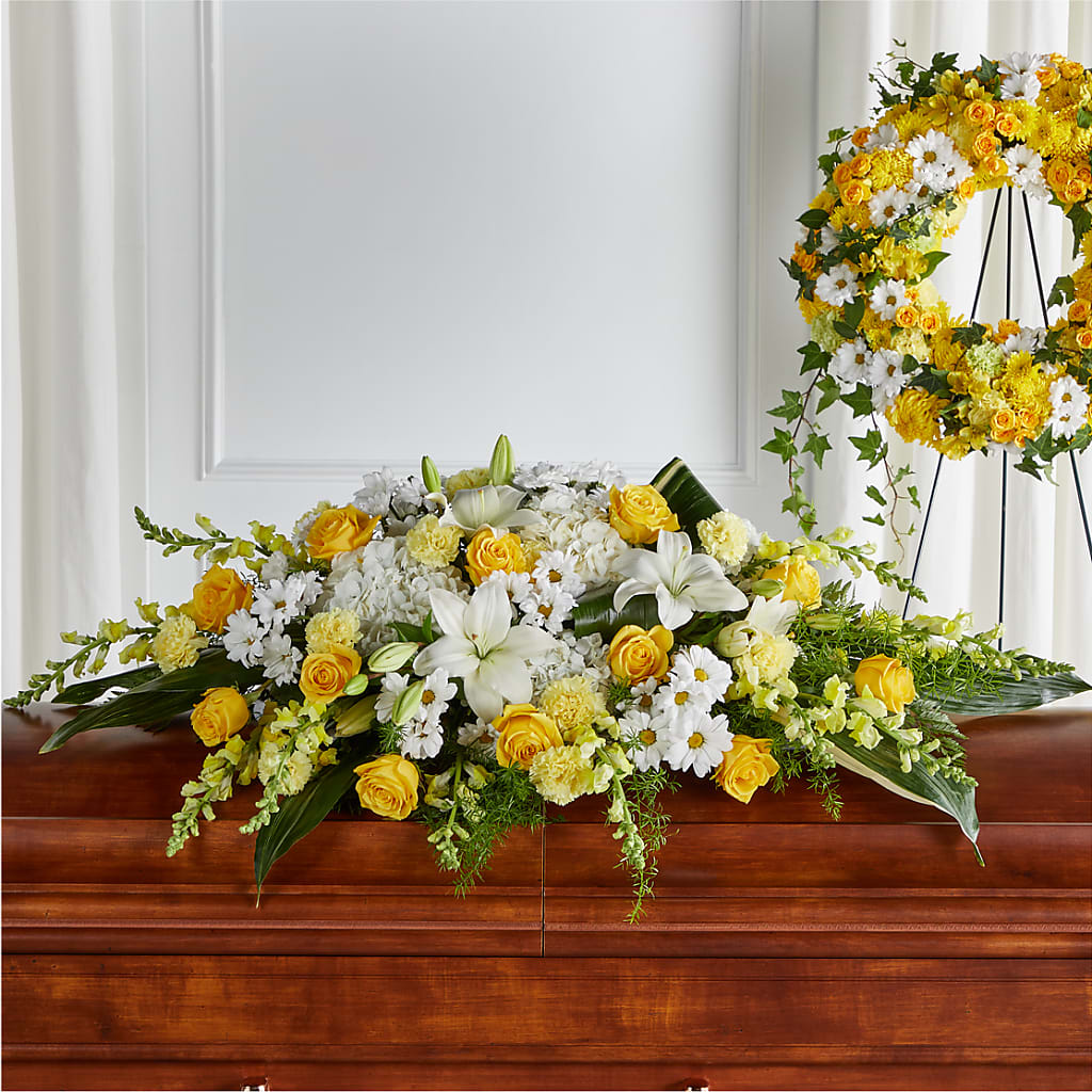 Golden Harmony Casket Spray – Nela Park Florist Llc, East Cleveland OH