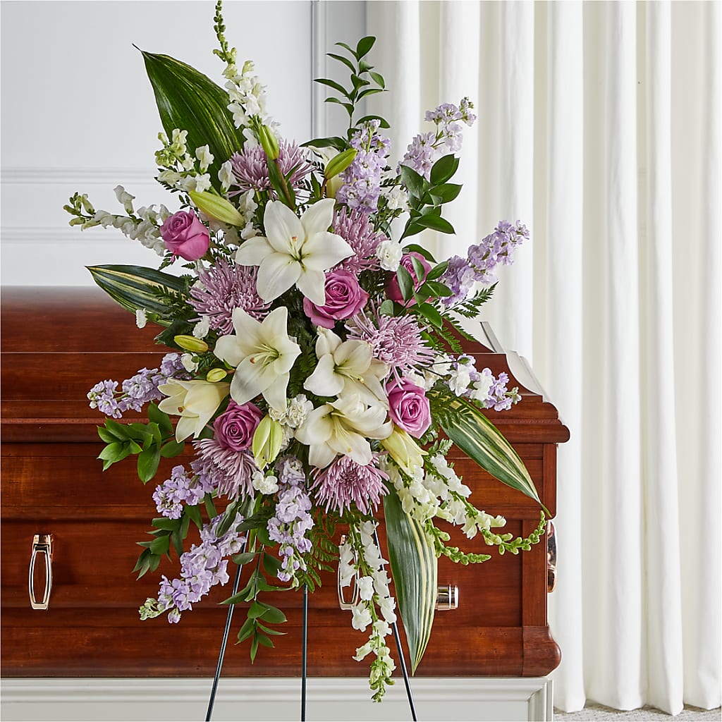 Grateful Hearts Standing Spray – Nela Park Florist Llc, East Cleveland OH