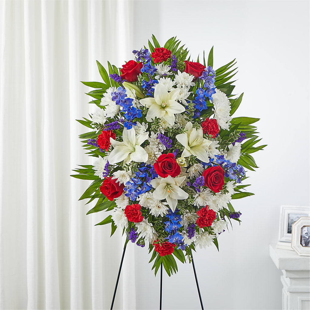 Cherished Service Standing Spray – Nela Park Florist Llc, East Cleveland OH