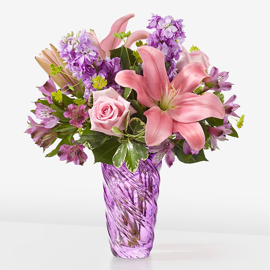 Precious Petals Bouquet with Luxe Swirl Vase – Nela Park Florist Llc, East Cleveland OH