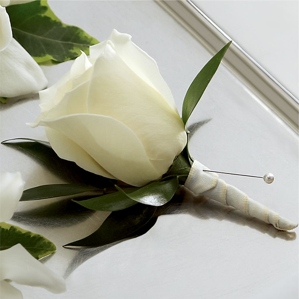 White Rose Boutonniere – Nela Park Florist Llc, East Cleveland OH