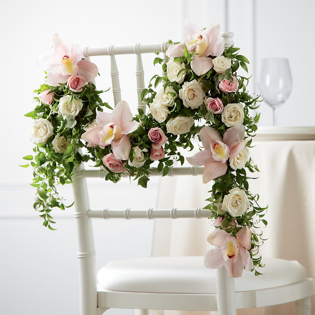 Orchid Rose Chair Décor – Nela Park Florist Llc, East Cleveland OH