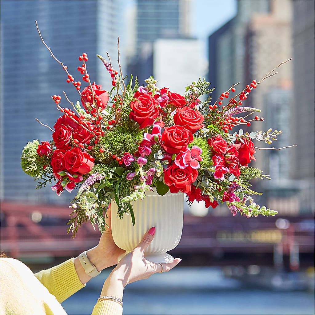 Big Red Bow Bouquet –  Nela Park Florist Llc, East Cleveland OH