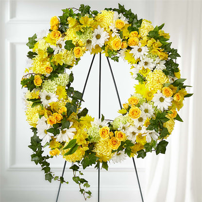 Golden Remembrance Wreath –  Nela Park Florist Llc, East Cleveland OH