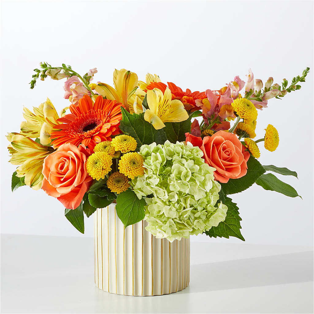 Autumn Sunshine Bouquet with Ivory Vase –  Nela Park Florist Llc, East Cleveland OH