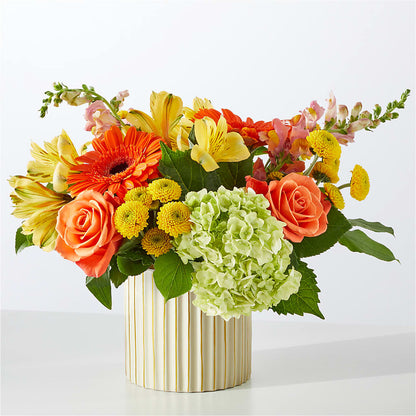 Autumn Sunshine Bouquet with Ivory Vase –  Nela Park Florist Llc, East Cleveland OH