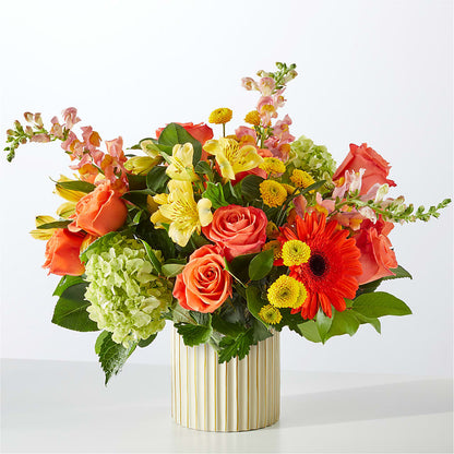 Autumn Sunshine Bouquet with Ivory Vase –  Nela Park Florist Llc, East Cleveland OH