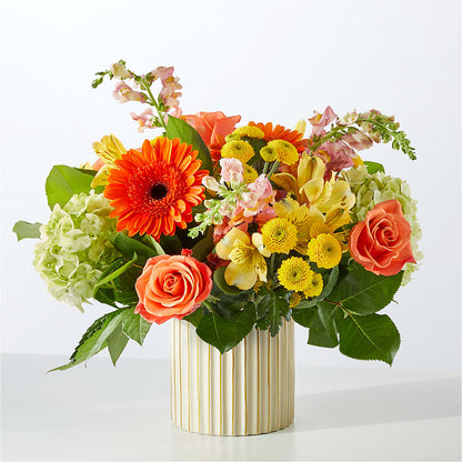 Autumn Sunshine Bouquet with Ivory Vase –  Nela Park Florist Llc, East Cleveland OH