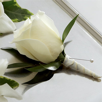 White Rose Boutonniere –  Nela Park Florist Llc, East Cleveland OH