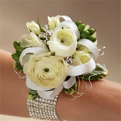 White Wedding Corsage –  Nela Park Florist Llc, East Cleveland OH